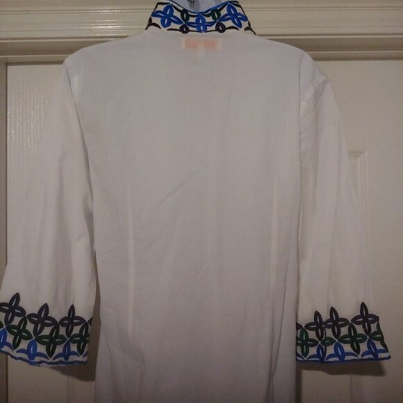 Jude Connally Embroidered 3/4 Sleeve White Lightweight Shift Dress S - Picture 7 of 11